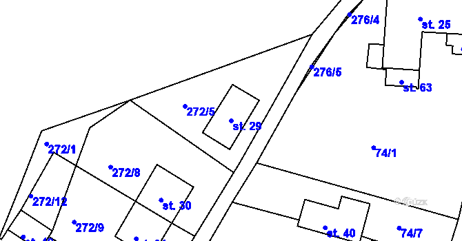 Parcela st. 29 v KÚ Holičky u Chrudimi, Katastrální mapa