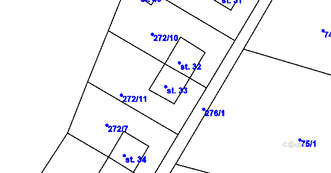 Parcela st. 33 v KÚ Holičky u Chrudimi, Katastrální mapa