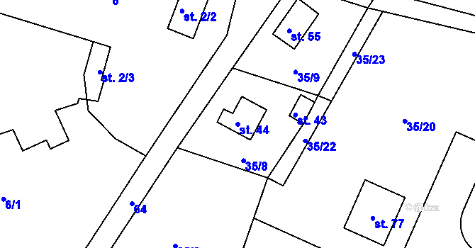 Parcela st. 44 v KÚ Holičky u Chrudimi, Katastrální mapa