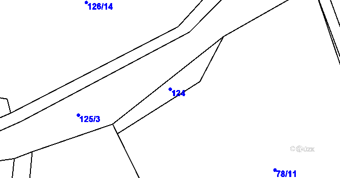 Parcela st. 124 v KÚ Holičky u Chrudimi, Katastrální mapa