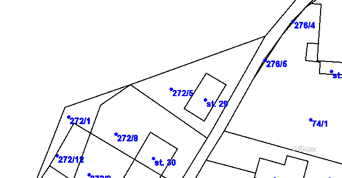 Parcela st. 272/5 v KÚ Holičky u Chrudimi, Katastrální mapa