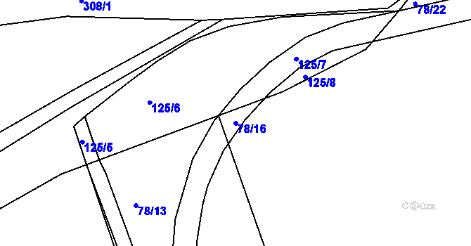 Parcela st. 78/16 v KÚ Holičky u Chrudimi, Katastrální mapa