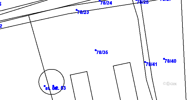 Parcela st. 78/35 v KÚ Holičky u Chrudimi, Katastrální mapa