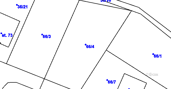 Parcela st. 66/4 v KÚ Holičky u Chrudimi, Katastrální mapa
