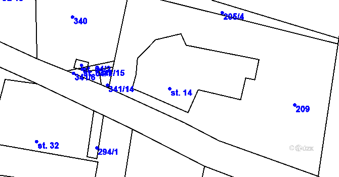 Parcela st. 14 v KÚ Janovice u Chrudimi, Katastrální mapa