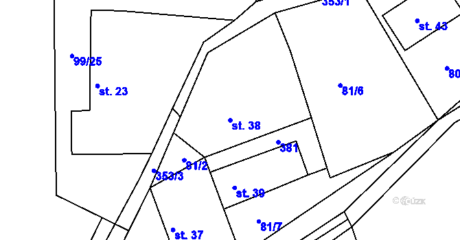 Parcela st. 38 v KÚ Janovice u Chrudimi, Katastrální mapa
