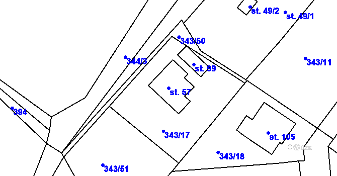 Parcela st. 57 v KÚ Janovice u Chrudimi, Katastrální mapa