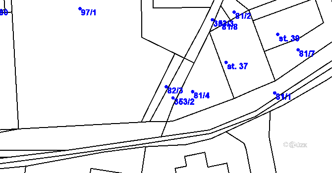 Parcela st. 82/3 v KÚ Janovice u Chrudimi, Katastrální mapa