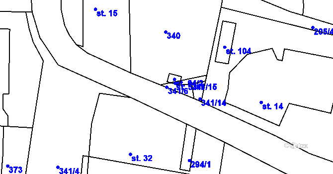 Parcela st. 341/6 v KÚ Janovice u Chrudimi, Katastrální mapa