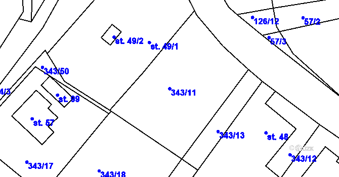 Parcela st. 343/11 v KÚ Janovice u Chrudimi, Katastrální mapa