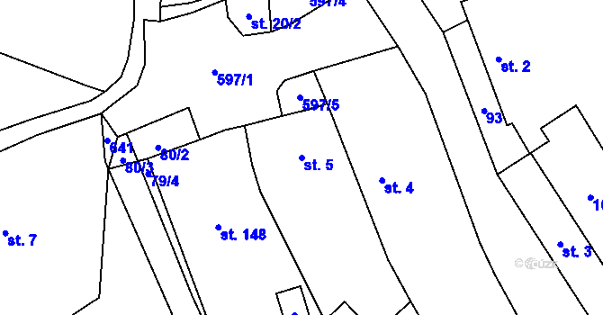 Parcela st. 5 v KÚ Morašice u Chrudimi, Katastrální mapa
