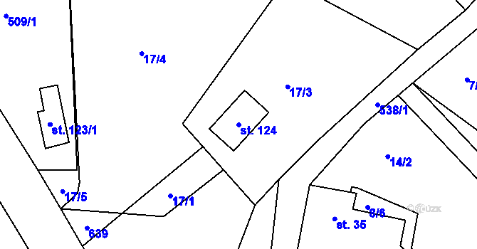 Parcela st. 124 v KÚ Morašice u Chrudimi, Katastrální mapa