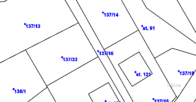 Parcela st. 137/16 v KÚ Morašice u Chrudimi, Katastrální mapa
