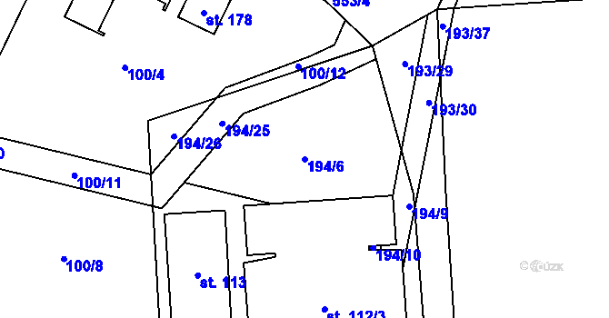Parcela st. 194/6 v KÚ Morašice u Chrudimi, Katastrální mapa
