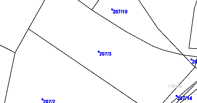 Parcela st. 207/3 v KÚ Morašice u Chrudimi, Katastrální mapa