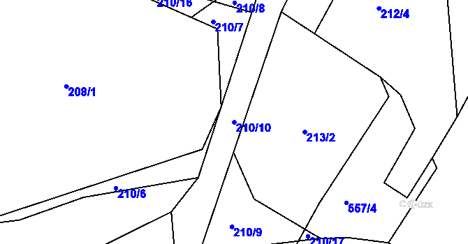Parcela st. 210/10 v KÚ Morašice u Chrudimi, Katastrální mapa