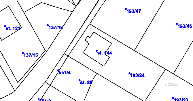 Parcela st. 144 v KÚ Morašice u Chrudimi, Katastrální mapa
