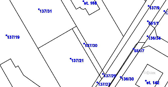 Parcela st. 137/30 v KÚ Morašice u Chrudimi, Katastrální mapa