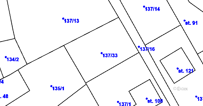 Parcela st. 137/33 v KÚ Morašice u Chrudimi, Katastrální mapa