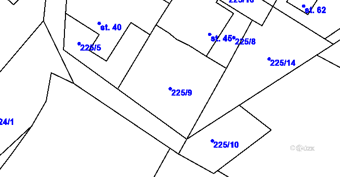 Parcela st. 225/9 v KÚ Skupice u Chrudimi, Katastrální mapa