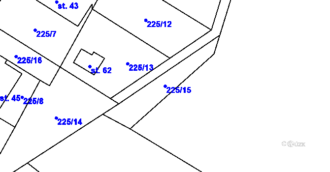 Parcela st. 225/15 v KÚ Skupice u Chrudimi, Katastrální mapa