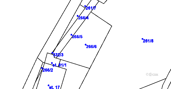 Parcela st. 266/6 v KÚ Skupice u Chrudimi, Katastrální mapa
