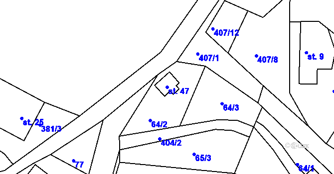 Parcela st. 47 v KÚ Zbyhněvice, Katastrální mapa