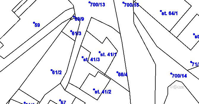 Parcela st. 41/1 v KÚ Morašice u Litomyšle, Katastrální mapa