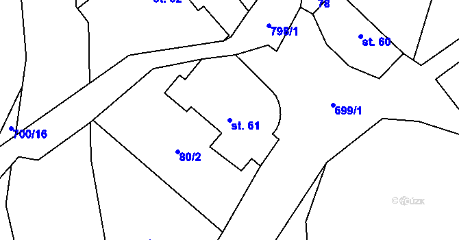 Parcela st. 61 v KÚ Morašice u Litomyšle, Katastrální mapa