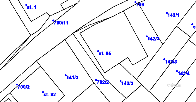 Parcela st. 85 v KÚ Morašice u Litomyšle, Katastrální mapa
