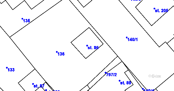 Parcela st. 86 v KÚ Morašice u Litomyšle, Katastrální mapa