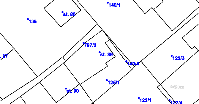 Parcela st. 89 v KÚ Morašice u Litomyšle, Katastrální mapa