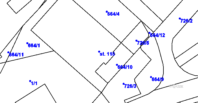 Parcela st. 115 v KÚ Morašice u Litomyšle, Katastrální mapa
