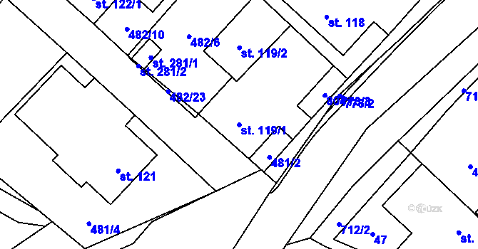 Parcela st. 119/1 v KÚ Morašice u Litomyšle, Katastrální mapa