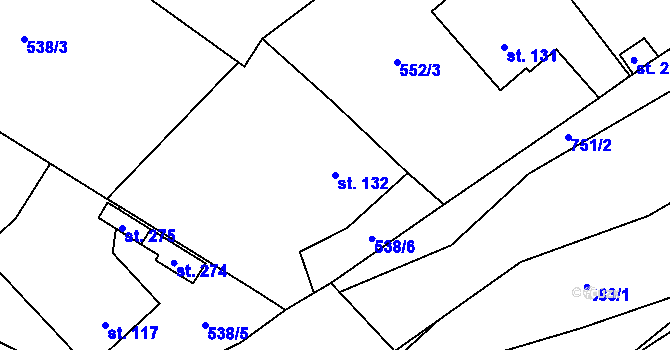 Parcela st. 132 v KÚ Morašice u Litomyšle, Katastrální mapa