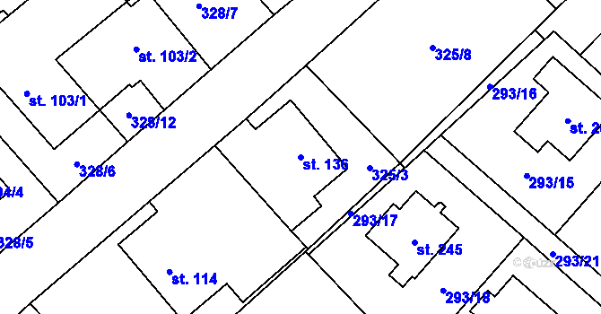 Parcela st. 136 v KÚ Morašice u Litomyšle, Katastrální mapa