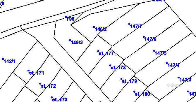 Parcela st. 177 v KÚ Morašice u Litomyšle, Katastrální mapa