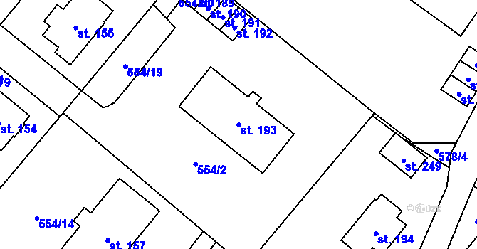 Parcela st. 193 v KÚ Morašice u Litomyšle, Katastrální mapa