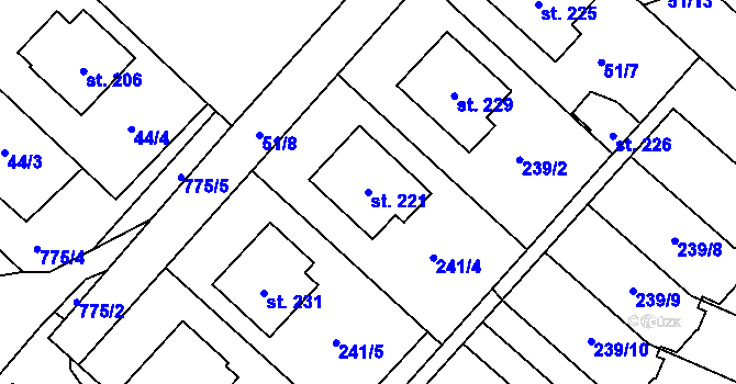 Parcela st. 221 v KÚ Morašice u Litomyšle, Katastrální mapa