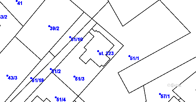Parcela st. 223 v KÚ Morašice u Litomyšle, Katastrální mapa