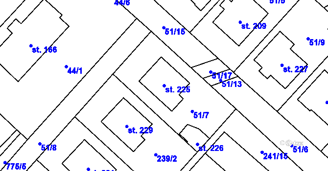 Parcela st. 225 v KÚ Morašice u Litomyšle, Katastrální mapa