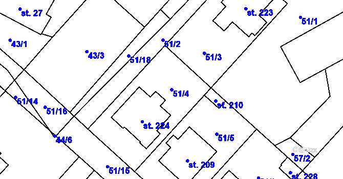 Parcela st. 51/4 v KÚ Morašice u Litomyšle, Katastrální mapa