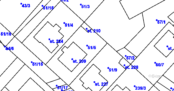 Parcela st. 51/5 v KÚ Morašice u Litomyšle, Katastrální mapa