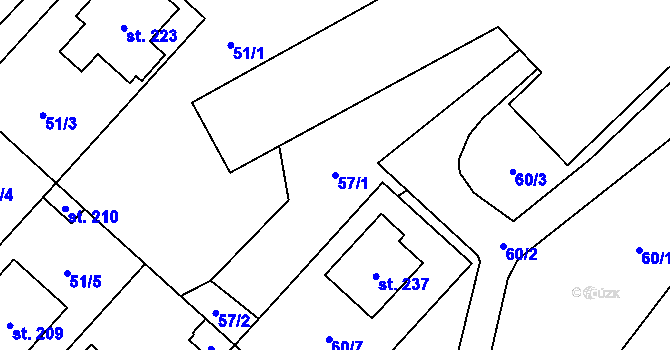 Parcela st. 57/1 v KÚ Morašice u Litomyšle, Katastrální mapa