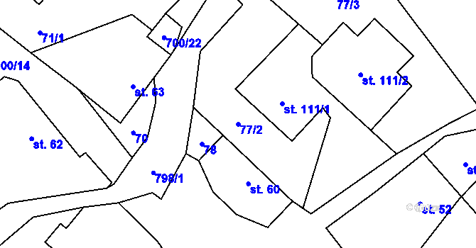 Parcela st. 77/2 v KÚ Morašice u Litomyšle, Katastrální mapa