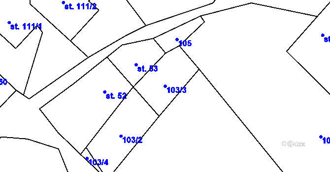 Parcela st. 103/3 v KÚ Morašice u Litomyšle, Katastrální mapa