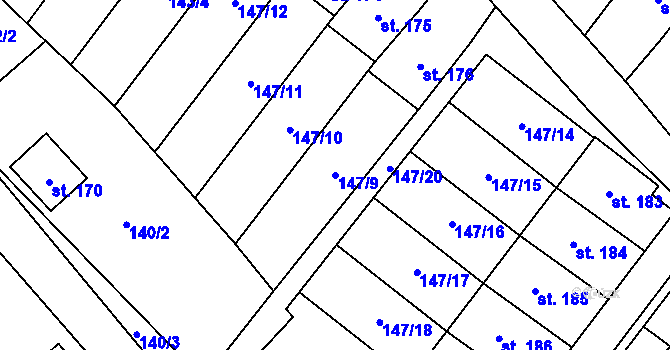 Parcela st. 147/9 v KÚ Morašice u Litomyšle, Katastrální mapa