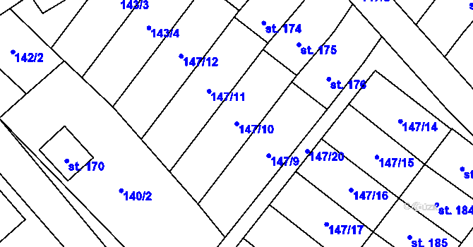 Parcela st. 147/10 v KÚ Morašice u Litomyšle, Katastrální mapa