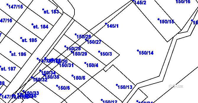 Parcela st. 150/3 v KÚ Morašice u Litomyšle, Katastrální mapa