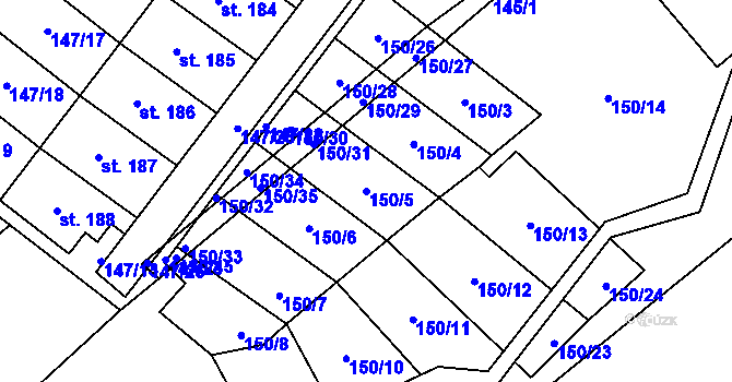 Parcela st. 150/5 v KÚ Morašice u Litomyšle, Katastrální mapa